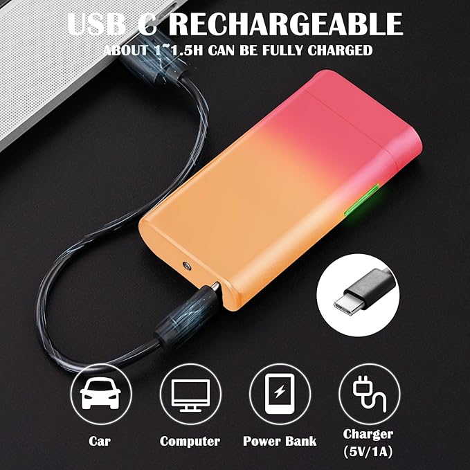 Plasma Lighter Rechargeable USB C Electric Torch Lighter Big Arc Electric Lighters Dual Flame Cool Lighters with Upgrade Battery Safety Switch for Candles, Fireworks, Incense (PinkYellow)