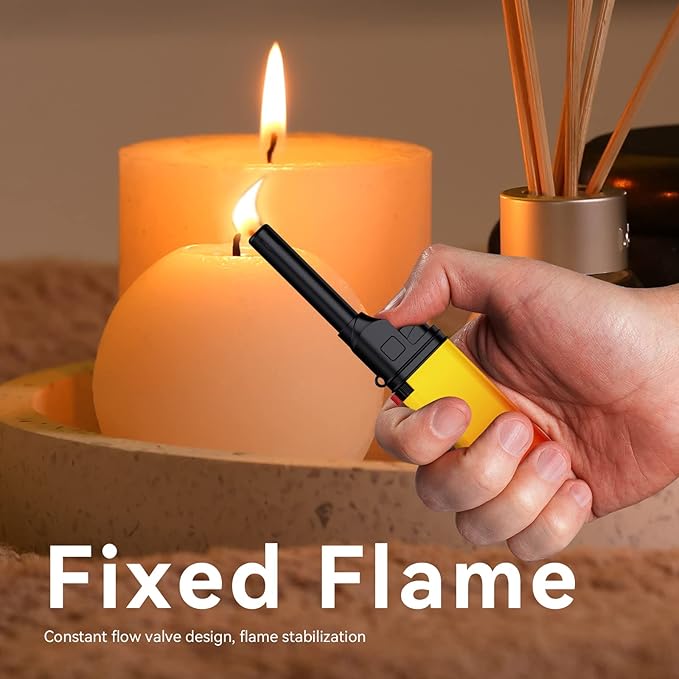 Navpeak Mini Candle Lighter Colorful Set Multipurpose Utility Lighters with Extended Wand Handy Gas Refillable for Kitchen Fireplace Pilot Light BBQ Grill Stove 5 Pack (Butane Included)