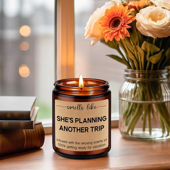 LEADO Candle, Travel Gifts for Women, Gifts for Travelers - Cool Ideas for People Who Travel, Girls Trip - Funny Birthday, Mothers Day, Traveling Presents for Travelers Women, Mom, Couple, Friend, Her