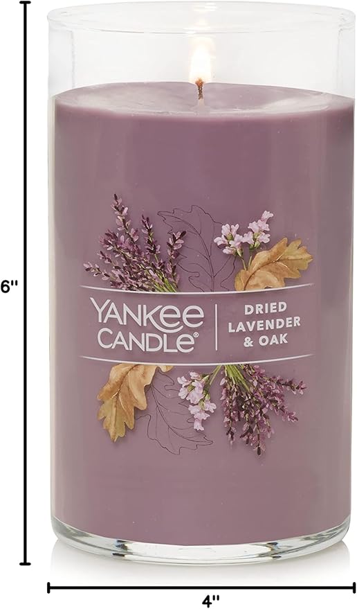 Yankee Candle Medium Pillar Scented Candle with up to 115 Hour Burn Time, Premium Plant Wax Blend for Consistent Burn, 14.25 oz Pillar Candle with Room Filling Fragrance, Dried Lavender & Oak
