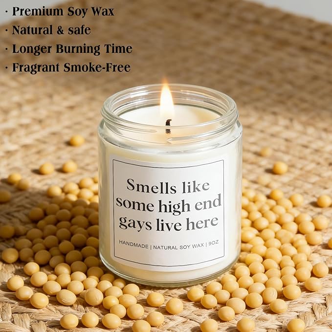 Gay Gifts for Him, Pride Gift for LGBTQ Boyfriend Husband Friend Brother, Funny Birthday Valentines Day Present Ideas - Lavender Scented Candle