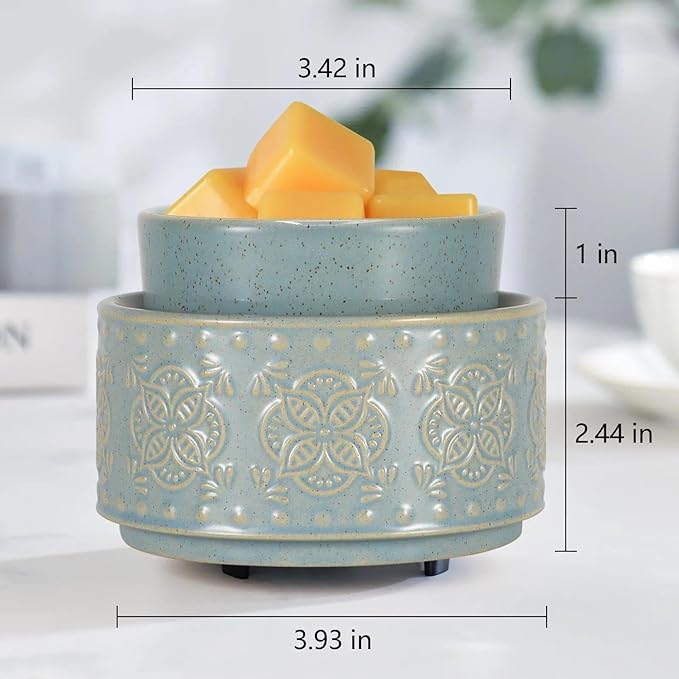 mocosa Ceramic Wax Warmer Wax Melt Warmer for Scented 3-1 Electric Candle Warmer Home Fragrance Wax Burner for Mom Women(Black-Fan Shaped)