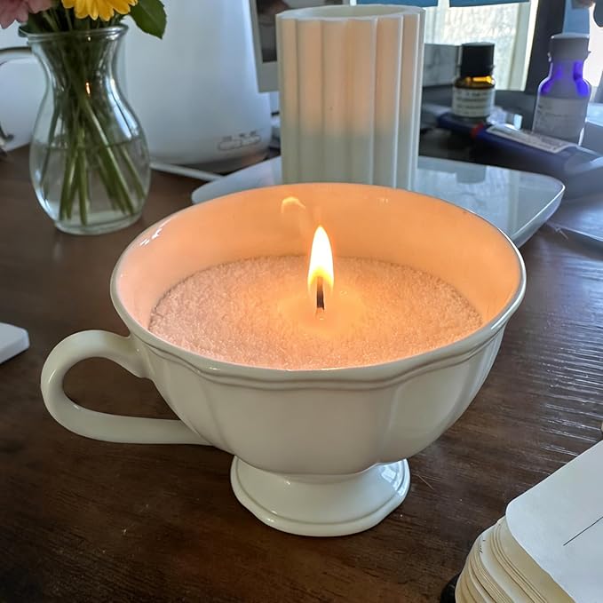 8.8 lb Pearled DIY Candles with 150 Wicks - Snowy Sandalwood Haze Scented Sand Wax with Stirring Spoon Ice Scoop for Refillable Candle Making Family Daily