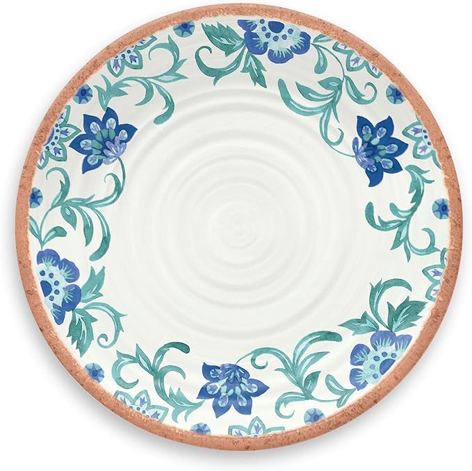 Rio Turquoise 10.5'' Dinner Plate Durable Melamine Indoor/Outdoor, Shatter-Resistant, and Dishwasher Safe Dinnerware for Camping and Outdoor Dining - Multicolor - Set of 6