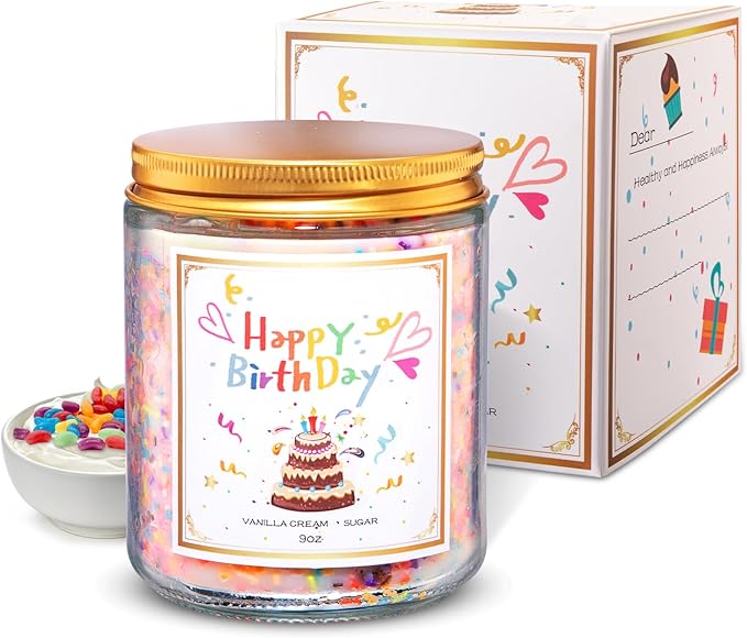 Luxury Scented Candles Gift Set-100% Natural Soy Wax, 50H Clean Burn, Hand-Poured, Relaxing Aromatherapy for Home, Bedroom, Yoga &Spa,9oz, Birthday Candles（Vanilla Cream Sugar）