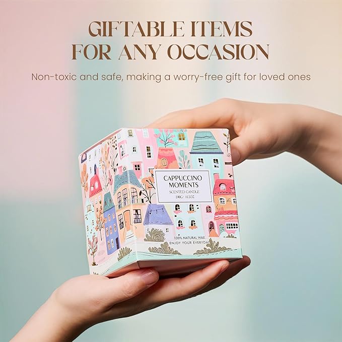 M&SENSE Cappuccino Coffee Candles for Home Scented - 10.2 oz Soy Wax Candles Non Toxic 60 Hours Long Burning Unique Candles Housewarming Gifts for Stress Relief, Meditation, Calm, Yoga