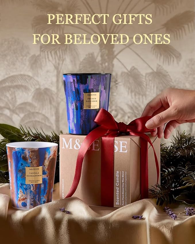 M&SENSE Summer Night Scented Soy Large Candle, 3-Wick 35oz 150 Hours Non-Toxic, Calming Stress Relief Candles for Home Scented Decor, Housewarming Gift for Men & Women