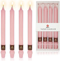 Pink Long Taper Candle 10 Inch Candlesticks Unscented Dripless Tapered Candle Set for Home Decor Wedding Party Dinner Candles, 4 Pack