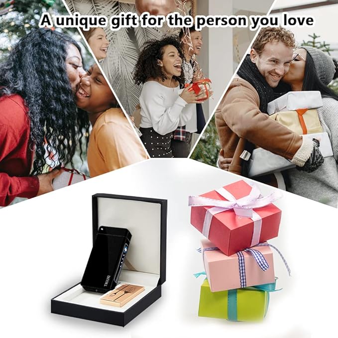 Electric Lighters Rechargeable with Projection Flameless Windproof Plasma Arc Lighter with Battery Indicator Portable Pocket Lighter for Candles,Fireworks （Matte Dark）