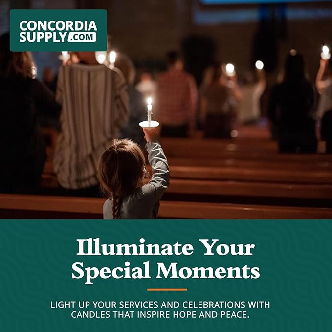 Concordia Supply Church Candles for Candle Light Service Vigil - 4.25" x 1/2" Bulk White Candles for Memorial, Congregational, Shabbat, Wedding, Communion, Baptism & Christmas Ceremonies - Box of 1000