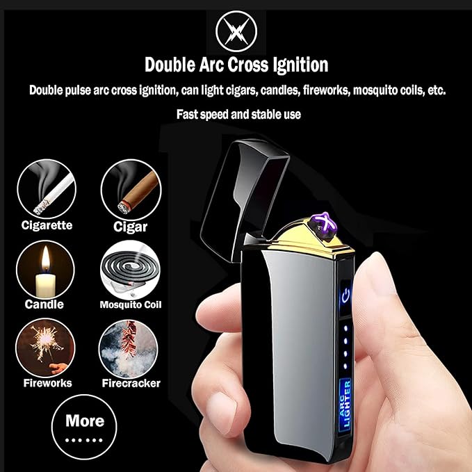 Arc Lighter, Smart Electric Lighter, USB Rechargeable Lighter Windproof Flameless Lighter Lightweight Plasma Lighter for Fire,BBQs,Fireworks,Candle,Camping - Outdoors Indoors (T3-Black)