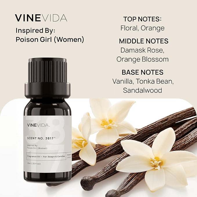 VINEVIDA [0.33 Oz] Scent No. 3817 Inspired by Poison Girl (Women); Fragrance Oil for Candle Making and Soap Making - Premium Candle Scents for Soy Candles
