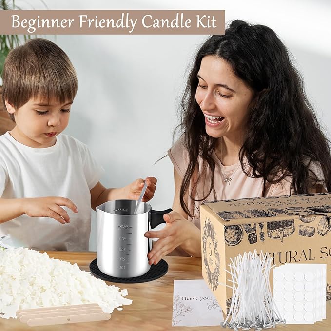 Wfmolcand Candle Making Kits for Adults,Beginner,Kids, Soy Wax, Making Supplies Include 5 LB Soy Wax Flakes, 100 Candle Wick, Centering Devices, Melting Pot