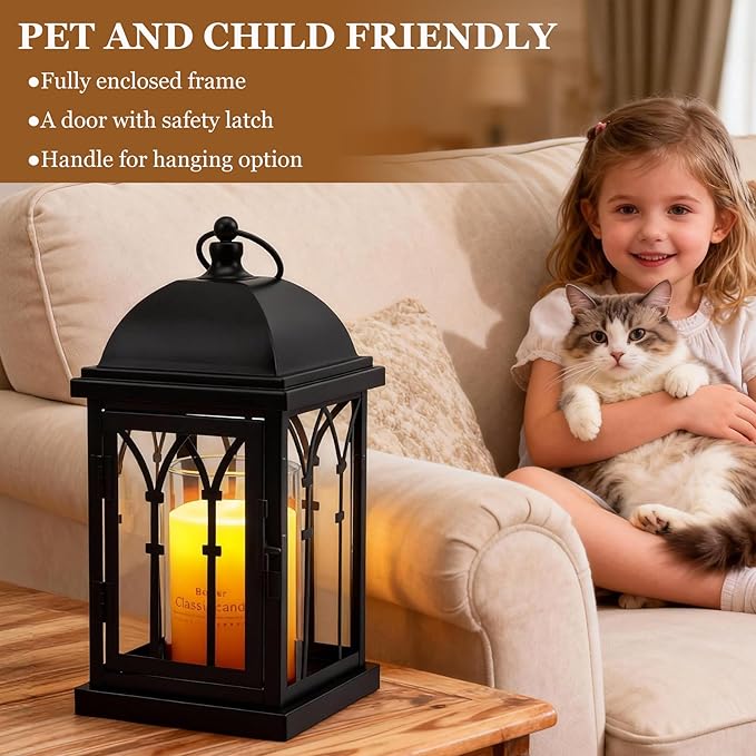 Candle Warmer Lamp with Timer,Dimmable Electric Large Candle Warmer Lantern for Jar Candles,Vintage Enclosed Candle Lamp Warmer for Children Pet Family-Black