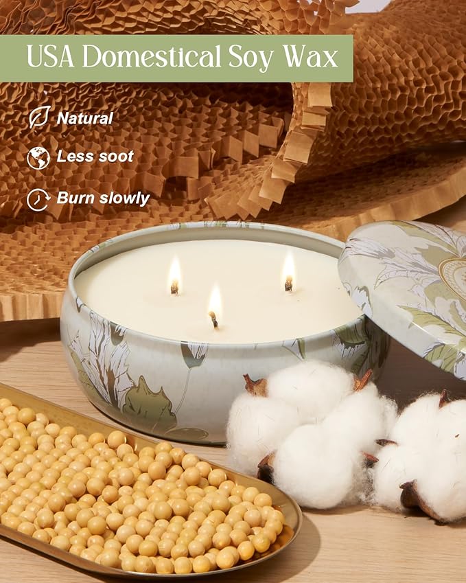 M&SENSE Wild Orchid Scented Candles, Large 3 Wick Soy Tin Candle, Over 40 Hour Burning Time, 100% Natural Vegan Wax, Relaxing Aromatherapy Aesthetic Candle Gift for Women and Men