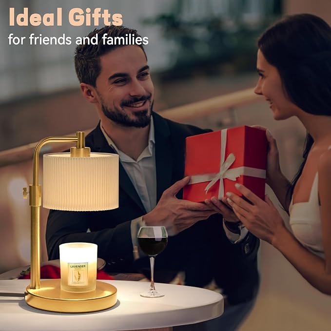 NITOWOLF Candle Warmer Lamp, Candle Lamp Warmer with Timer Adjustable Height Wax Warmer Lamp for Jar Candles, Birthday Gifts for Women House Warming Gifts (Gold)