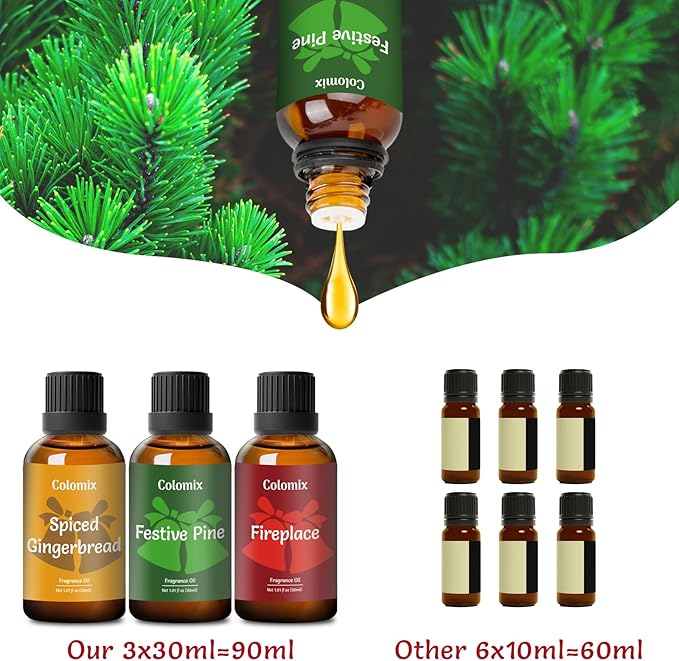 Christmas Fragrance Oils Set, 30ml x 3, Fragrance Oil for Diffuser, Candle Making, Soap Scents | Mother's Day Oil Gift Set, Essential Oils Diffuser Scents