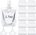 100 Pcs Plastic Pouches Bulk Clear Juice Bags Squeeze Pouches Plastic Leak Proof Bags with Funnel for Party Favors (1.7 oz)