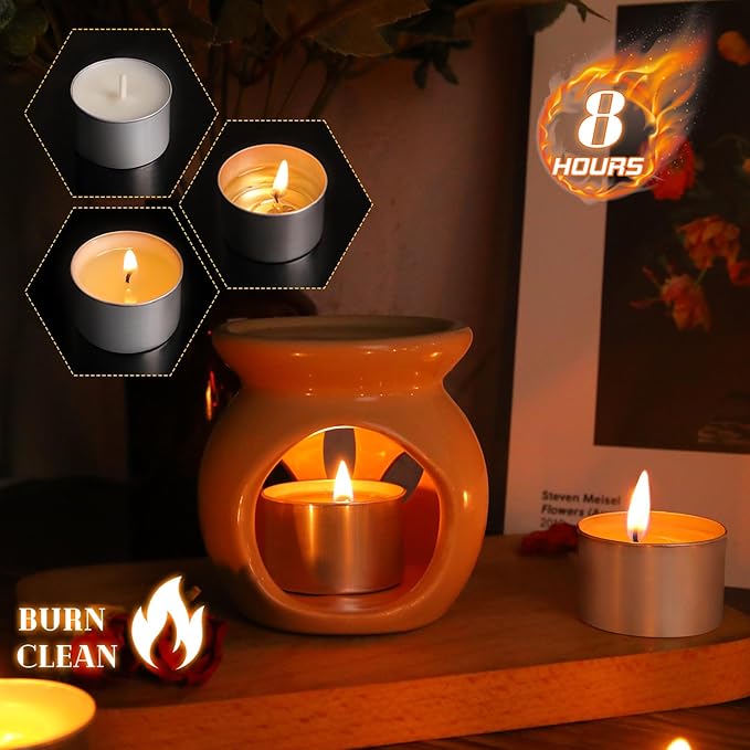 Soy Tealight Candles 120 Pack,8 Hours Long Burning Tealights Candles Bulk,Natural Soy Wax Tea Light Candle Paraffin-Free,Unscented Small Tea Candle for Emergency,Dinner