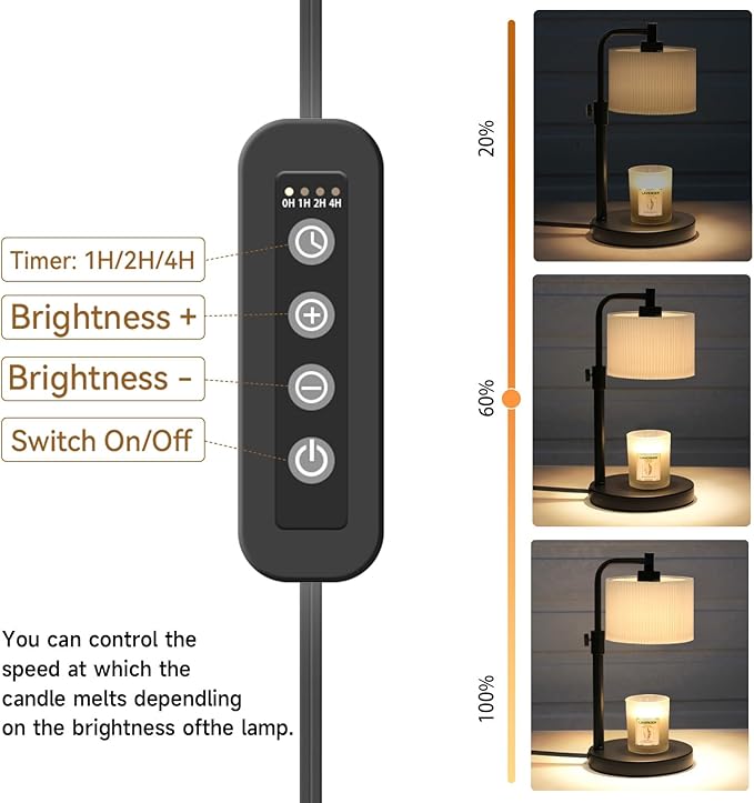 NITOWOLF Candle Warmer Lamp, Candle Lamp Warmer with Timer Adjustable Height Wax Warmer Lamp for Jar Candles, Birthday Gifts for Women House Warming Gifts (Black)