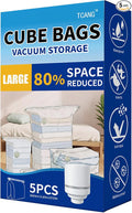 5 PACK Cube Vacuum Storage Bags,Large Cube (19.6 * 27.5 * 11.8 Inch),Electric Pump， Extra Large Vacuum Seal Bags for Clothing, Comforters, Blankets, Bedding, Closet Organization Space Saving