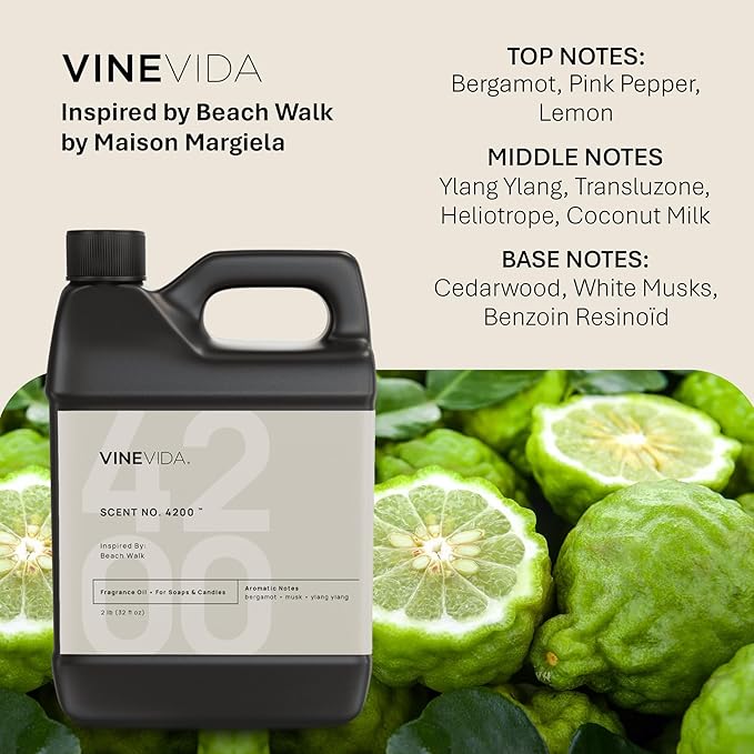 VINEVIDA [32 Oz] Scent NO. 4200 Inspired by Beach Walk | Premium Fragrance Oil for Candle Making & Soap Making | Candle Scents for Soy Wax | Scented Oils for Car Freshies & Bath Products
