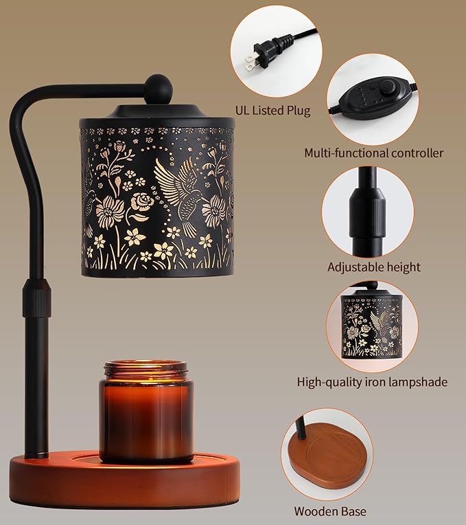 MEIXISUE Candle Warmer Lamp with Timer, Bird Candle Warmer Lamp with Jar Candles,Wax Melt Warmer for Housewarming Gift, Birthday Mother's Day Valentines Gifts for Women,Mom,Sister,Bedroom Decor