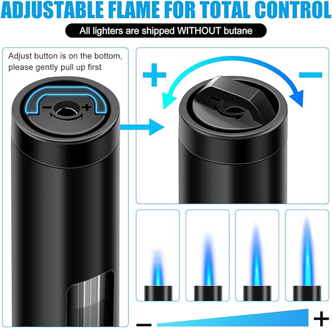 LcFun Torch Lighter Refillable Butane Lighters with Flexible Long Neck and Visible Fuel Window, Windproof Jet Flame Long Matches for Candles Grill Fireplace Kitchen Camping (Butane Not Included)