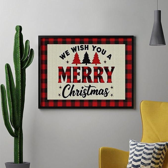 AIVKIEJK Diamond Painting Kits for Adults - Merry Christmas Welcome Painting DIY 5D Full Drill Diamond Dots Paintings with Diamonds Gem Art and Crafts Home Decor 12"x16"