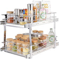 VEVOR Pull Out Cabinet Organizer, 14" Wx21.2 Dx15.2 H Heavy 2 Tier Duty Slide Out Pantry Shelves, Chrome-Plated Steel Roll Out Drawer for Under Sink, 15.5" Wx22.5 Dx19 H Install Size for Cabinet