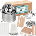 DIY Candle Making Supplies Kits for Adults Beginners, Including Double Boiler Pot, Candle Wicks, Wick Holder, Wick Stickers, Spoon