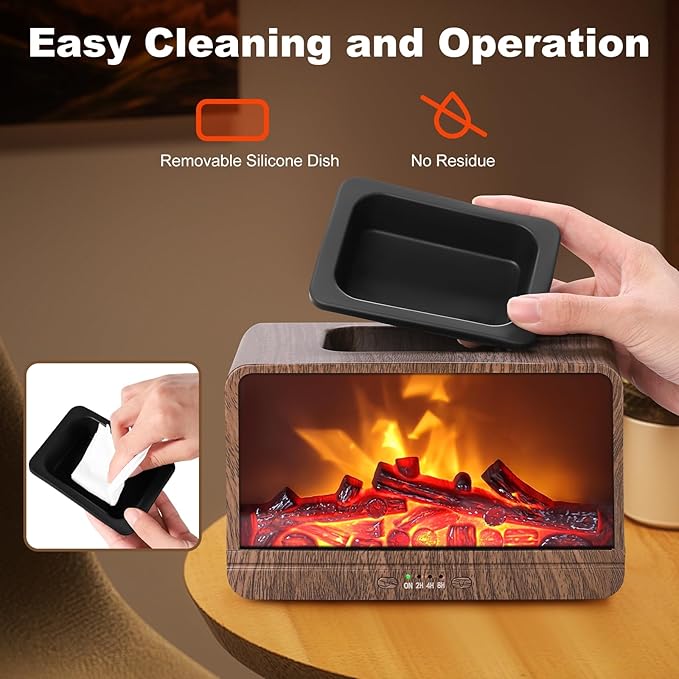 Flame Fireplace Wax Melt Warmer,Scentsy Wax Warmer with Timer, Electric Wax Warmer for Scented Wax with PTC Heating Plate, Wax Burner for Women Gifts & Home Decor(Walnut)