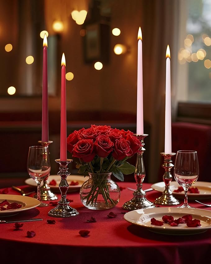 Viyffo Taper Candles, 12 Inch, 4 Pack, Red Ombre – Unscented, Smokeless Design, Up to 8-Hour Burn – Tall Candlesticks for Table Decor, Weddings & Dinners