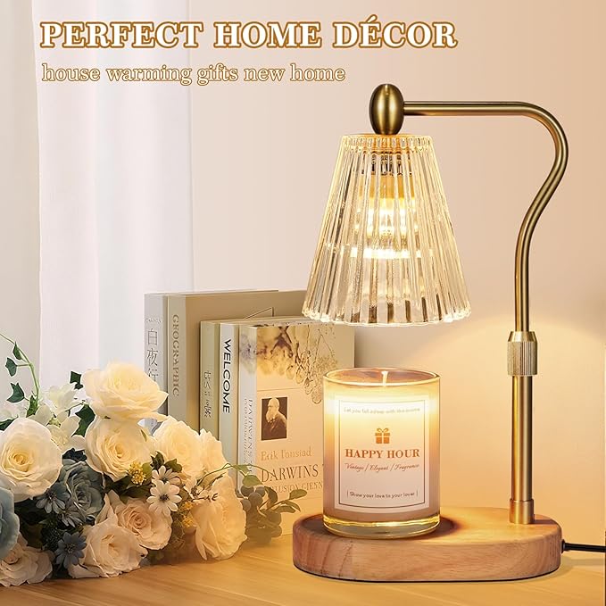 Imenlox Candle Warmer Lamp, with Timer and Dimmer, Adjustable Height, Mother' s Day Gifts for Mom, Birthday Gifts for Women, House Warming Gifts Room Decor, Wax Warmer for Jar Candles(Amber)