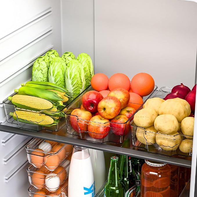 Yieach 6 Pack Pantry Organizers and Storage Bins,Large-Capacity Snack Organizer for Pantry Shelf,Bpa Free Refrigerator Organizers and Clear Fridge Organization and Food Storage Containers for Kitchen