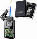 Torch Lighter, Smart Voice-Control Magic Dual Flame Dragon Lighter, Windproof Design with Visible Fuel Tank, Adjustable Flame Refillable Butane Lighters for Men Friends Gifts (Without Butane)-Black-g
