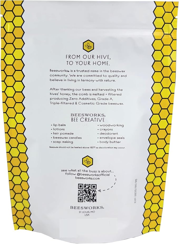 Beesworks Yellow Beeswax Pellets (1 lb) | 100% Pure, Cosmetic Grade, Triple-Filtered Beeswax for DIY Skin Care, Lip Balm, Lotion, and Candle Making