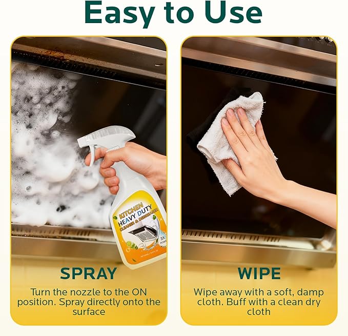 2 Pack Clean Up Kitchen Oil Stains Spray: Foam Cleaner Spray Cuts Through Baked-On Grease on Ovens Stove Tops Grills - Heavy Duty Kitchen Degreaser & Cleaner for Multi-Surface Cookware & Countertop