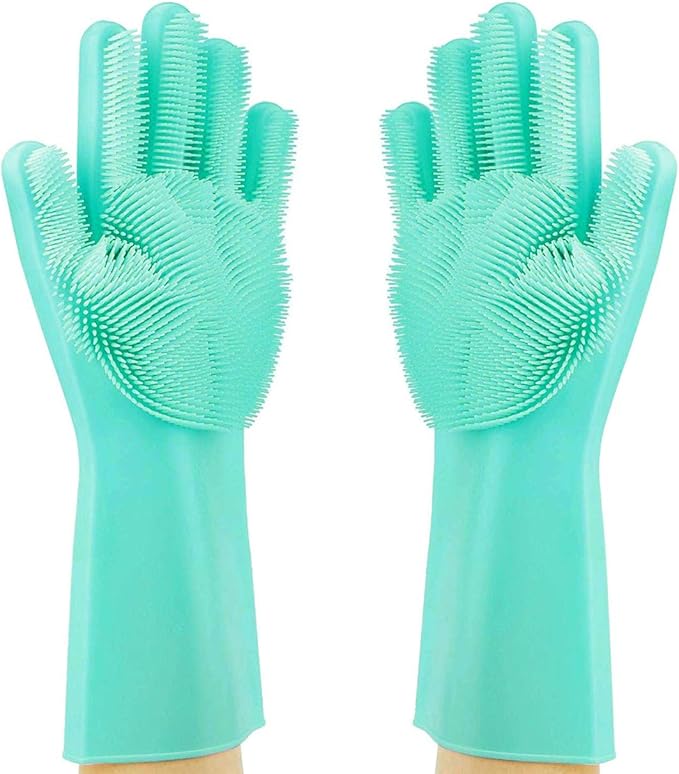 Magic Dishwashing Cleaning Sponge Gloves Reusable Silicone Brush Scrubber Gloves