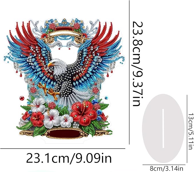 DIY Diamond Desktop Ornament PET Irregular Shape Special Shaped Crystal Double Sided Pattern Single Sided Diamond Art Painting Tabletop Home Ornaments Decor-USA Eagle