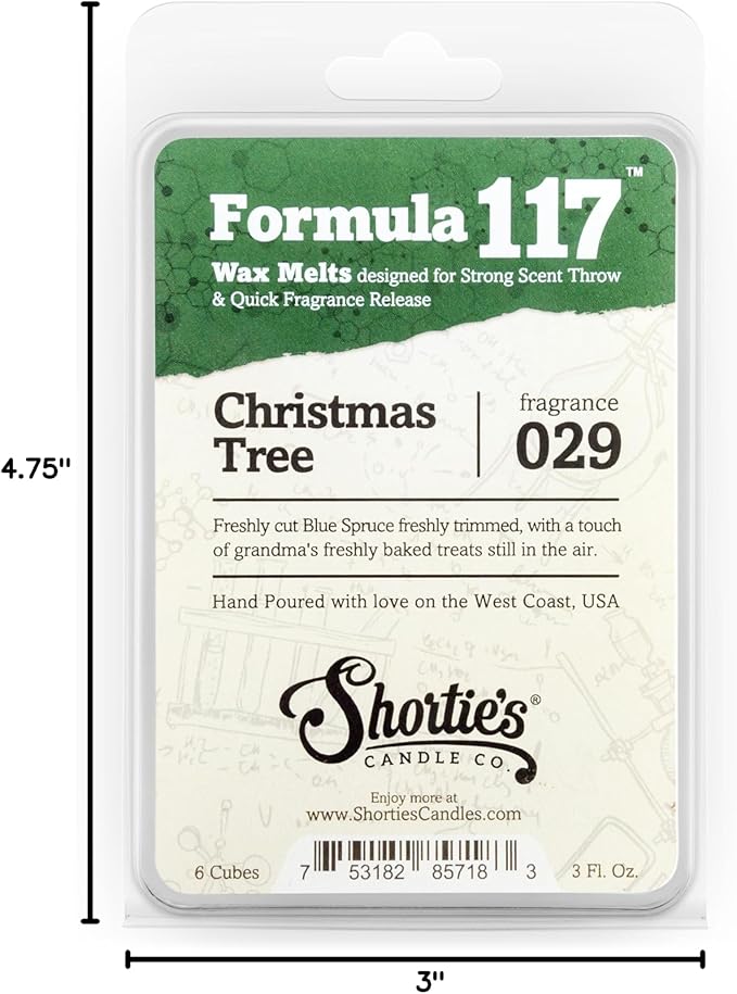 Christmas Pine Wax Melts Variety Pack - Formula 117 - 3 Highly Scented 3 Oz. Bars - Made With Natural Oils - Bayberry Fir, Christmas Tree, Mistletoe Moments - Pine Warmer Wax Cubes
