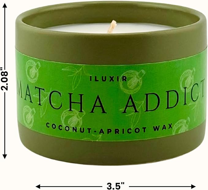 Matcha Scented Candle – Green Tea Citrus Sandalwood Aromatherapy Candle, Long Burning, Hand-Poured Coconut Apricot Wax, Non-Toxic, Cruelty-Free - 5 oz for Matcha Enthusiasts