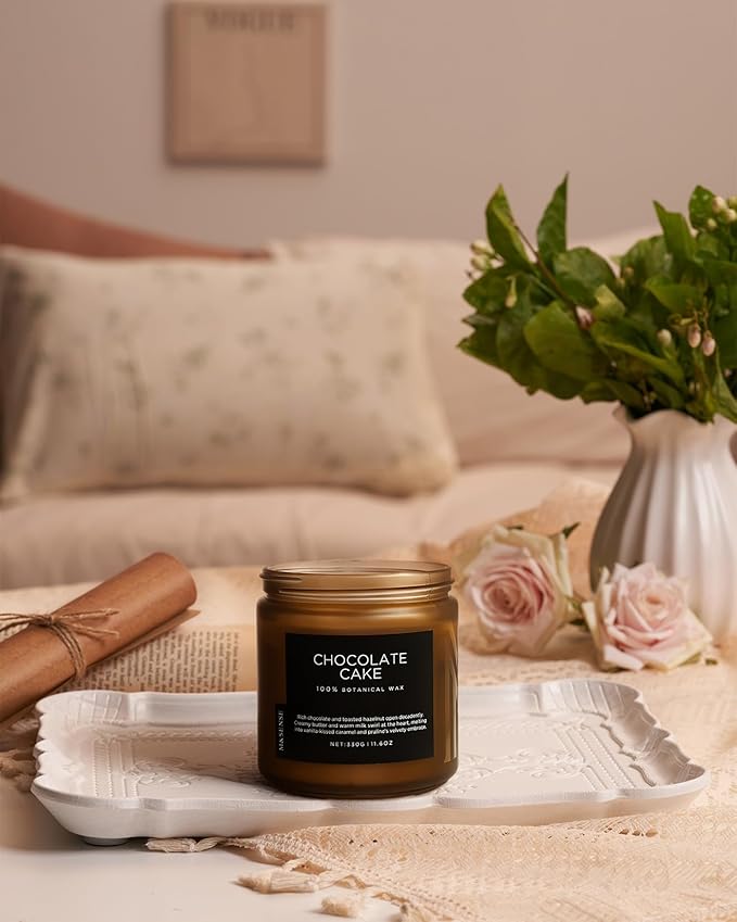 M&SENSE Chocolate Layer Cake Scent Candles, Large 11.6oz Natural Soy Wax 70 Hours Burn Time Clean Non Toxic Scented Classic 2 Wicks Candle for Easter Holiday Birthday Gifts