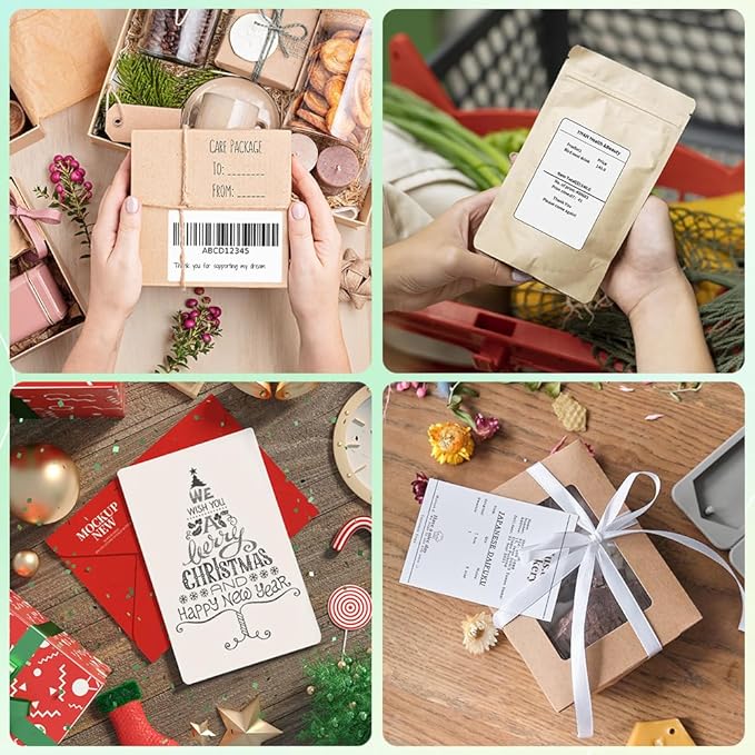Phomemo Labels for M110 M120 M221 M200 M220 M150 M250 M260 M108 M100 Label Printer, Thermal Paper for Small Business, Barcode, Address, Clothing, Black on White 1.97"x3.15"(50x80mm) 100Label/Roll
