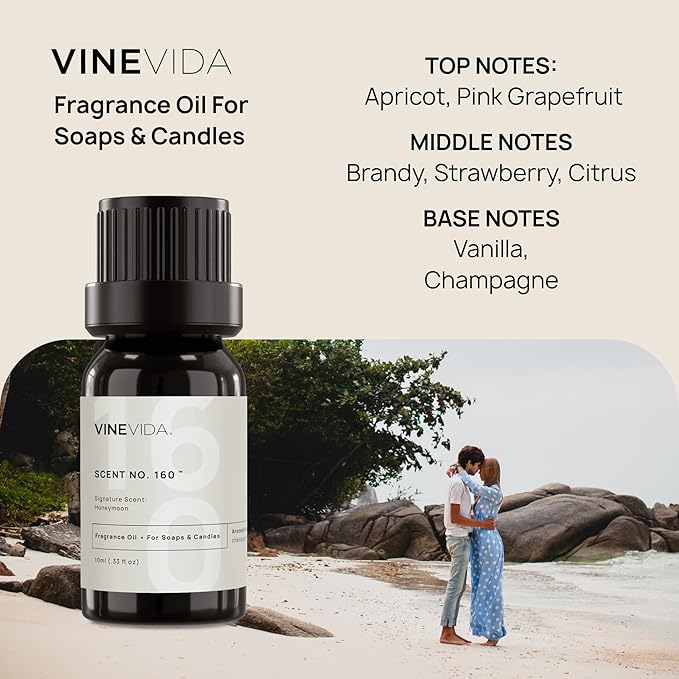VINEVIDA [10 ml] Honeymoon; Fragrance Oil for Candle Making and Soap Making - Premium Candle Scents for Soy Candles