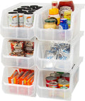 Large Plastic Storage Bins, Stackable Organizer Containers for Closet Pantry Shelf Garage and Office Organization, Clear, 6 Pack