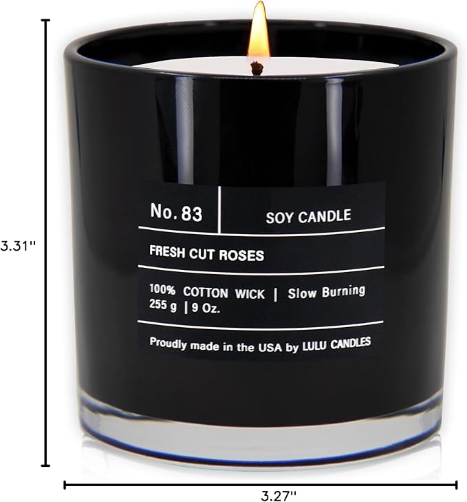 Lulu Candles | Fresh Cut Roses | Smells Floral & Musky | Luxury Scented Soy Jar Candle | Hand Poured in The USA | Highly Scented Long Lasting (9 Oz.)