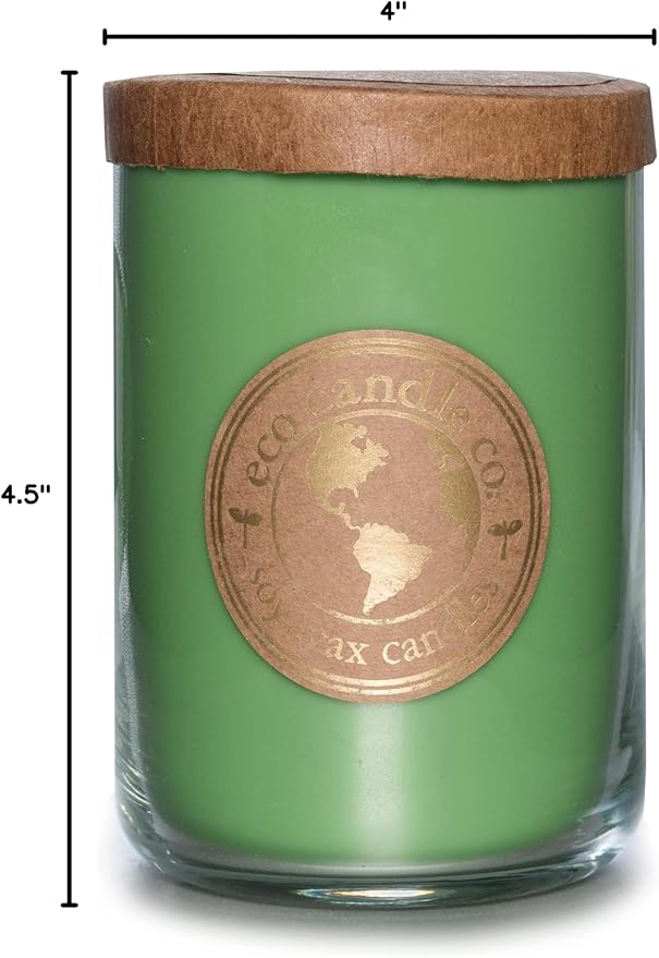 ECO CANDLE CO. Recycled Candle, Caramel Apple, 26 oz. Double Wick - Scents of Granny Smith Apples and Creamy Caramel - 100% Soy Wax, No Lead, Kraft Paper Label & Lid, Hand Poured, Phthalate Free