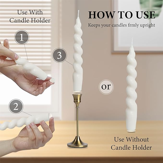 Taper Candle Wax Dots - 96pcs Spiral Candle Sticky Dots White Candle Adapter Small Candles Adhesive,Soft Wax for Any Candle Holder Accessories-White
