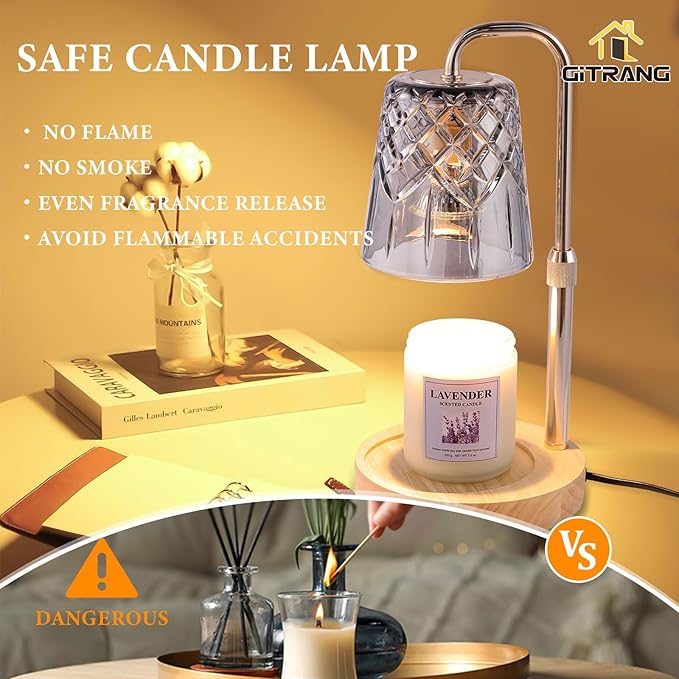 Candle Warming Lamp with Timer Dimmer,House Warming Gifts New Home Decor, Birthday Gifts for Women Mom,Height Adjustable Wax Melts Warmer for Jar Candles with 3 Bulbs Decor Lamp